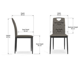 More4Homes Set Of 2 Monza Faux Leather Dining Chair Modern Padded Seat Metal Legs Kitchen (Grey) - thumbnail 7