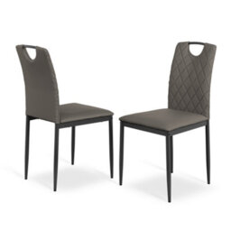 More4Homes Set Of 2 Monza Faux Leather Dining Chair Modern Padded Seat Metal Legs Kitchen (Grey) - thumbnail 6