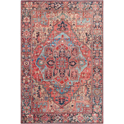 Livabliss Iris-Vintage Red Blue Beige Traditional Boho Living Dining Bedroom Rug 200 X 275 Cm Easy Care, Non Shedding - thumbnail 1