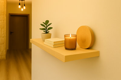 Toolty Shelf Invisible Brackets 145mm Light Oak 70Cm - image 1