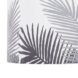 Wyld And Coco Leaf Pattern Pendant Lamp White Fabric Drum Shade Grey Leaf 1-Light, W48 X D48 X H157Cm - thumbnail 6