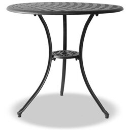Homeology Oshowa Garden And Patio Table And 4 Large Chairs With Armrests Cast Aluminium Bistro Set - Black Cushions - thumbnail 2