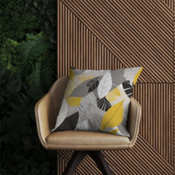 Warren Reed Designer Grey Yellow Autumn Leaves Outdoor Cushion 45Cm X 45Cm - thumbnail 2