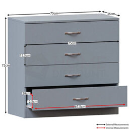 Modern Grey Bedroom Furniture Set (Bedside, Chest Of Drawers, Wardrobe) - thumbnail 4