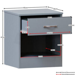 Modern Grey Bedroom Furniture Set (Bedside, Chest Of Drawers, Wardrobe) - thumbnail 3