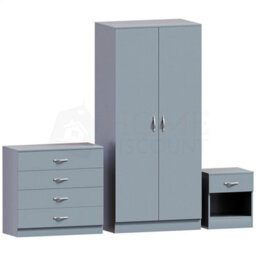 Modern Grey Bedroom Furniture Set (Bedside, Chest Of Drawers, Wardrobe) - thumbnail 1
