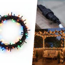 Pegdev - Pdl Led String Lights Rgby Colour Changing Black Rubber Ip65 Connectable Outdoor Indoor Waterproof Garden Patio Party 20M - thumbnail 4