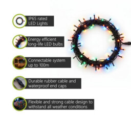 Pegdev - Pdl Led String Lights Rgby Colour Changing Black Rubber Ip65 Connectable Outdoor Indoor Waterproof Garden Patio Party 20M - thumbnail 2