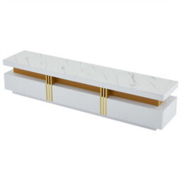 Abrihome Luxury Tv Stand With Faux Marble Top, And 3 Drawers For Televisions Up To 89'', White - thumbnail 9