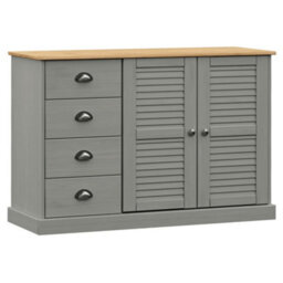 Berkfield Sideboard With Drawers Vigo 113X40X75 Cm Grey Solid Wood Pine - thumbnail 2