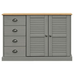 Berkfield Sideboard With Drawers Vigo 113X40X75 Cm Grey Solid Wood Pine - thumbnail 5