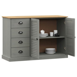 Berkfield Sideboard With Drawers Vigo 113X40X75 Cm Grey Solid Wood Pine - thumbnail 3