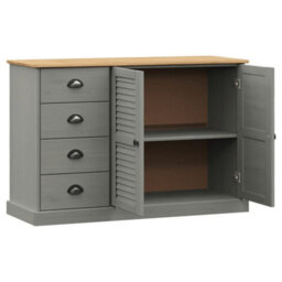 Berkfield Sideboard With Drawers Vigo 113X40X75 Cm Grey Solid Wood Pine - thumbnail 4