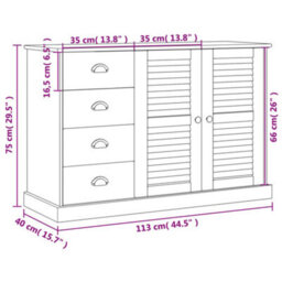 Berkfield Sideboard With Drawers Vigo 113X40X75 Cm Grey Solid Wood Pine - thumbnail 9