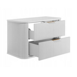 Heze Furniture Elegance Glamour Style 2 Bathroom Cabinets Set 80Cm Vanity Unit & Tall Cabinet In White - thumbnail 4