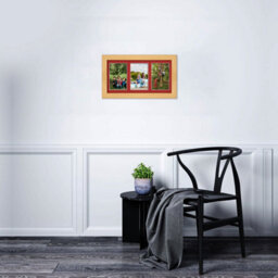 AK Frames 40X20Cm Light Oak Classic Multi Photo Frame With Crimson Mount - Holds 3 Apertures (3X) 6X4 Photos - thumbnail 3