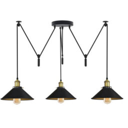 Ledsone 3 Head Ceiling Spider Pendant Lighting E26 110-240V 60W Black Inner Gold 2M Chandelier Lighting For Bedroom Bulb Included - thumbnail 1