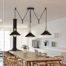 Ledsone 3 Head Ceiling Spider Pendant Lighting E26 110-240V 60W Black Inner Gold 2M Chandelier Lighting For Bedroom Bulb Included - thumbnail 4