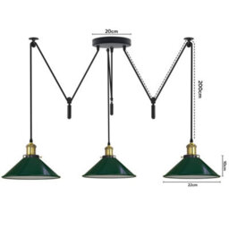 Ledsone 3 Head Ceiling Spider Pendant Lighting E26 110-240V 60W Black Inner Gold 2M Chandelier Lighting For Bedroom Bulb Included - thumbnail 2