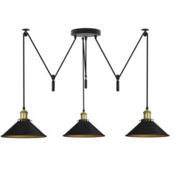 Ledsone 3 Head Ceiling Spider Pendant Lighting E26 110-240V 60W Black Inner Gold 2M Chandelier Lighting For Bedroom Bulb Included - thumbnail 6
