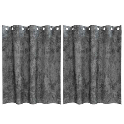 Berkfield Classic Curtain With Curtains 2 Pcs Grey 140 X 140 Cm Velvet - image 1