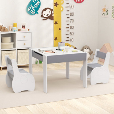 Costway Kids Table And Chair Set Children Activity Desk 2 Chairs W/ Reversible Blackborad - image 1