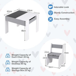 Costway Kids Table And Chair Set Children Activity Desk 2 Chairs W/ Reversible Blackborad - thumbnail 3
