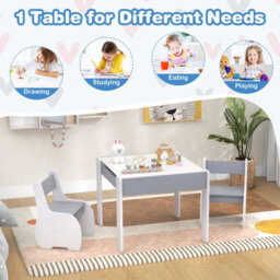 Costway Kids Table And Chair Set Children Activity Desk 2 Chairs W/ Reversible Blackborad - thumbnail 7