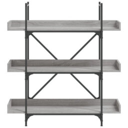 Berkfield Industrial Bookcase 3-Tier Grey Sonoma 100X33X108.5 Cm Engineered Wood - thumbnail 4