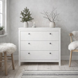 Wyld Haus Gossmere White Wooden 3-Drawer Chest With Plastic Handles