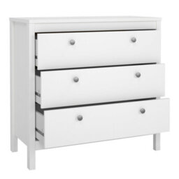 Wyld Haus Gossmere White Wooden 3-Drawer Chest With Plastic Handles - thumbnail 4