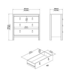 Wyld Haus Gossmere White Wooden 3-Drawer Chest With Plastic Handles - thumbnail 8