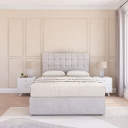Sloomy Alabama Silver Plush 6Ft Memory Foam Bed Set With No Drawers, Mattress & Headboard- Super King