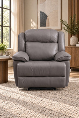 Loft Home Rowan Grey Leather Manual Recliner Armchair - image 1