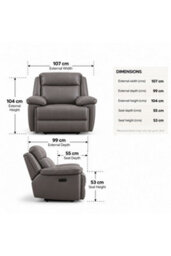 Loft Home Rowan Grey Leather Manual Recliner Armchair - thumbnail 7