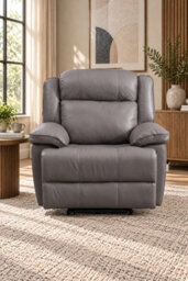 Loft Home Rowan Grey Leather Manual Recliner Armchair - thumbnail 1