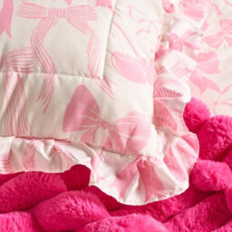 Ohs Bows Frill Edge Coverless 7.5 Tog Duvet Set With Pillowcase - Pink - thumbnail 3