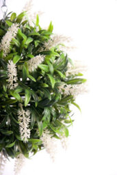 Pair Of Best Artificial 24Cm White Lush Lavender Hanging Basket Flower Topiary Ball - Weather & Fade Resistant - thumbnail 2