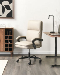 Beliani Executive Chair Serene Faux Leather Light Beige - thumbnail 2