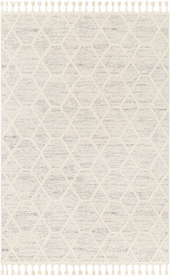 Livabliss Nora-Geometric Grey Ivory Brown High Pile Fringe Living Dining Bedroom Rug 160 X 213 Cm Easy Care, Non Shedding - image 1