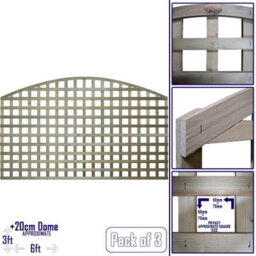 Premier Garden Supplies Arch Top Wooden Trellis Panel 6Ft X 3Ft (3 Pack) Privacy Square Lattice Fencing Topper Extension For Climbing Plant Support