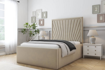 "Sloomy Somerset Almond Coniston Deep-Sided Bed Frame With 50"" Upholstered Headboard 6' Super King" - image 1