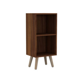 Urbn-Living Urbnliving 2 Tier Teak Wooden Storage Cube Bookcase Scandinavian Style Pine Legs Living Room Bedroom