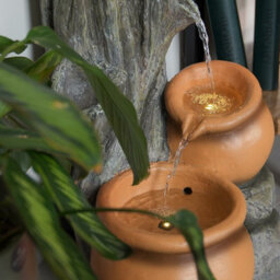Festive Lights Solar & Plug-In Rustic Tree Trunk Terracotta Water Feature With Planter - thumbnail 4