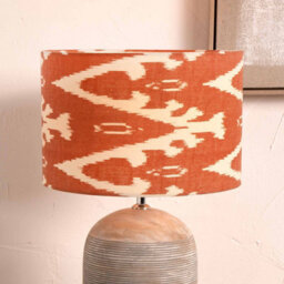 Pacific Lifestyle 35Cm Orange Patterned Drum Lampshade Cylinder Table Lamp Shade - thumbnail 1