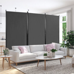 Costway 3 Panels Freestanding Room Divider Wall Folding Room Partition Separator Privacy Grey - thumbnail 6