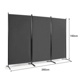 Costway 3 Panels Freestanding Room Divider Wall Folding Room Partition Separator Privacy Grey - thumbnail 2