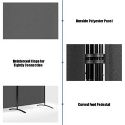 Costway 3 Panels Freestanding Room Divider Wall Folding Room Partition Separator Privacy Grey - thumbnail 4