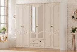 Evuhome Chloe 6 Door 2 Drawer Mirrored White Wardrobe - thumbnail 4
