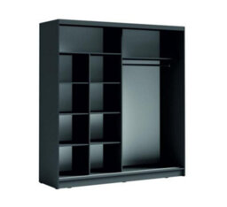 Arte Graphite Sliding Wardrobe W204.5Cm - Industrial-Chic Storage With Mirrored Doors - thumbnail 2